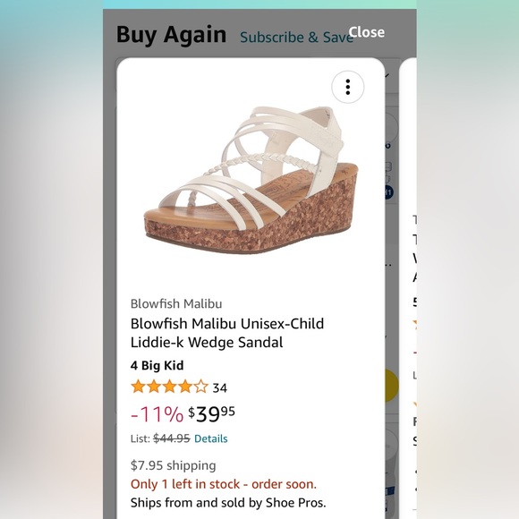 Blowfish Malibu Liddie-K Girls Size 4 - Picture 6 of 8